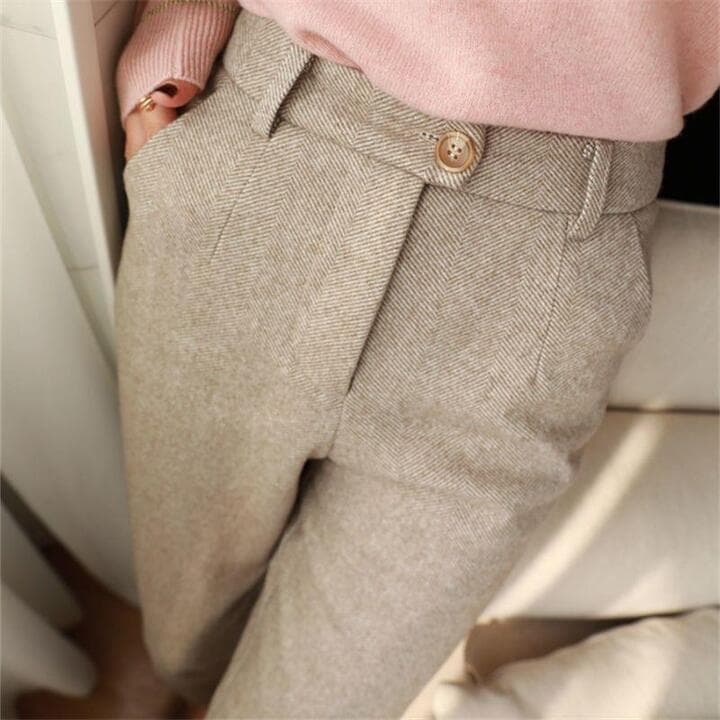 Henry | Men's Tailored Fit Herringbone Wool Trousers