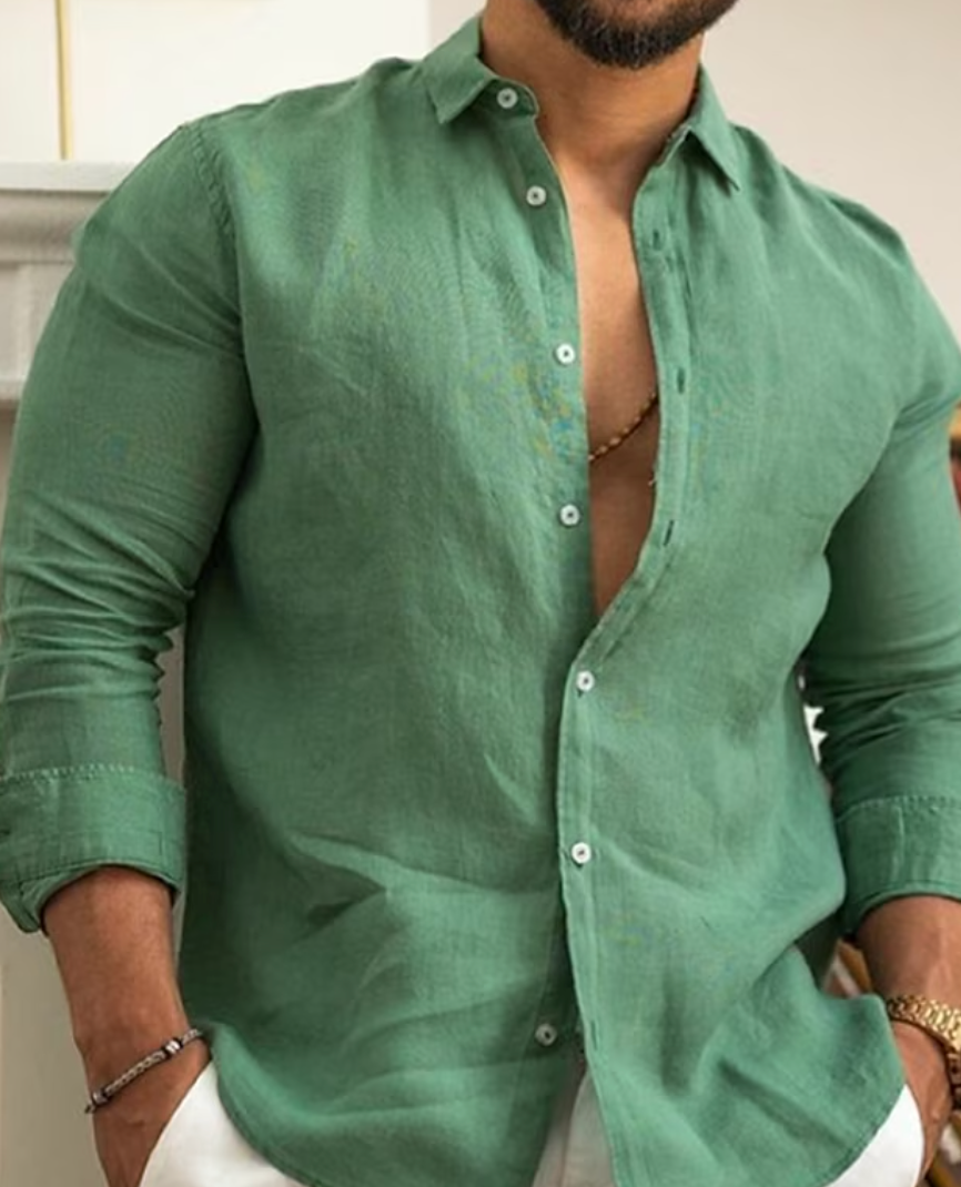Julian | Men's Linen Blend Button Front Shirt