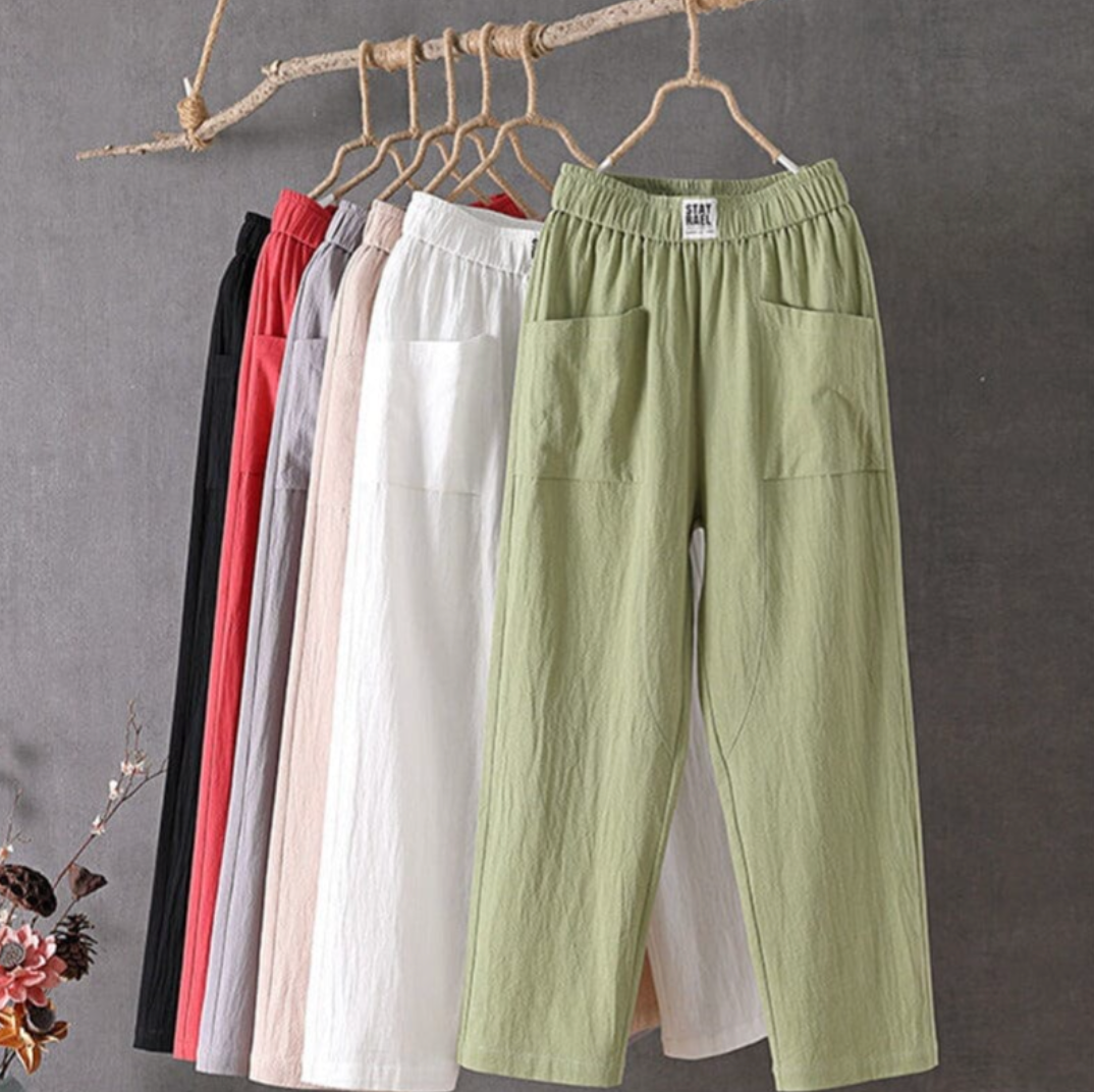 Nerina | Women's High Waist Linen Pull-On Pants