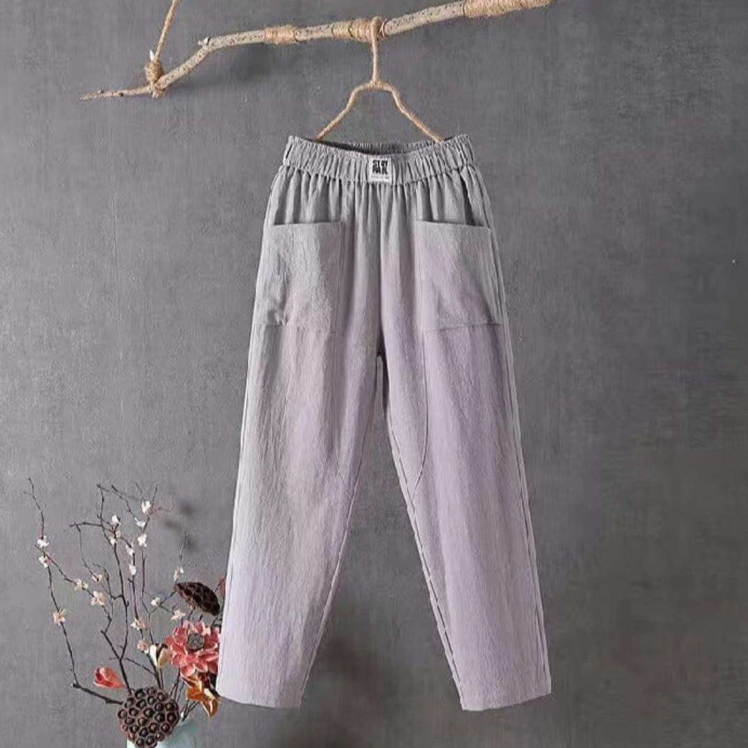 Nerina | Women's High Waist Linen Pull-On Pants