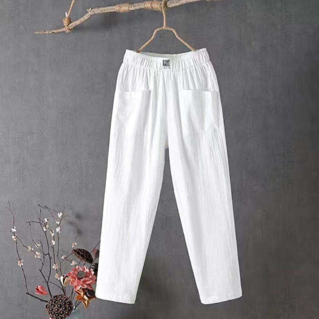 Nerina | Women's High Waist Linen Pull-On Pants