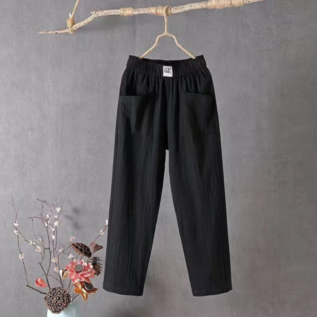 Nerina | Women's High Waist Linen Pull-On Pants