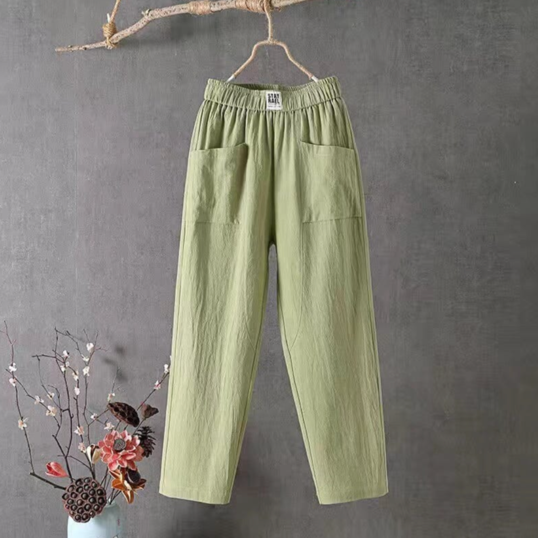 Nerina | Women's High Waist Linen Pull-On Pants