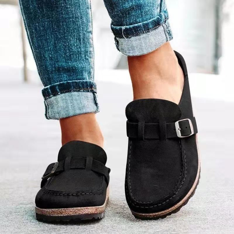 Elara | Women's Orthopedic Slip-On Suede Buckle Loafers