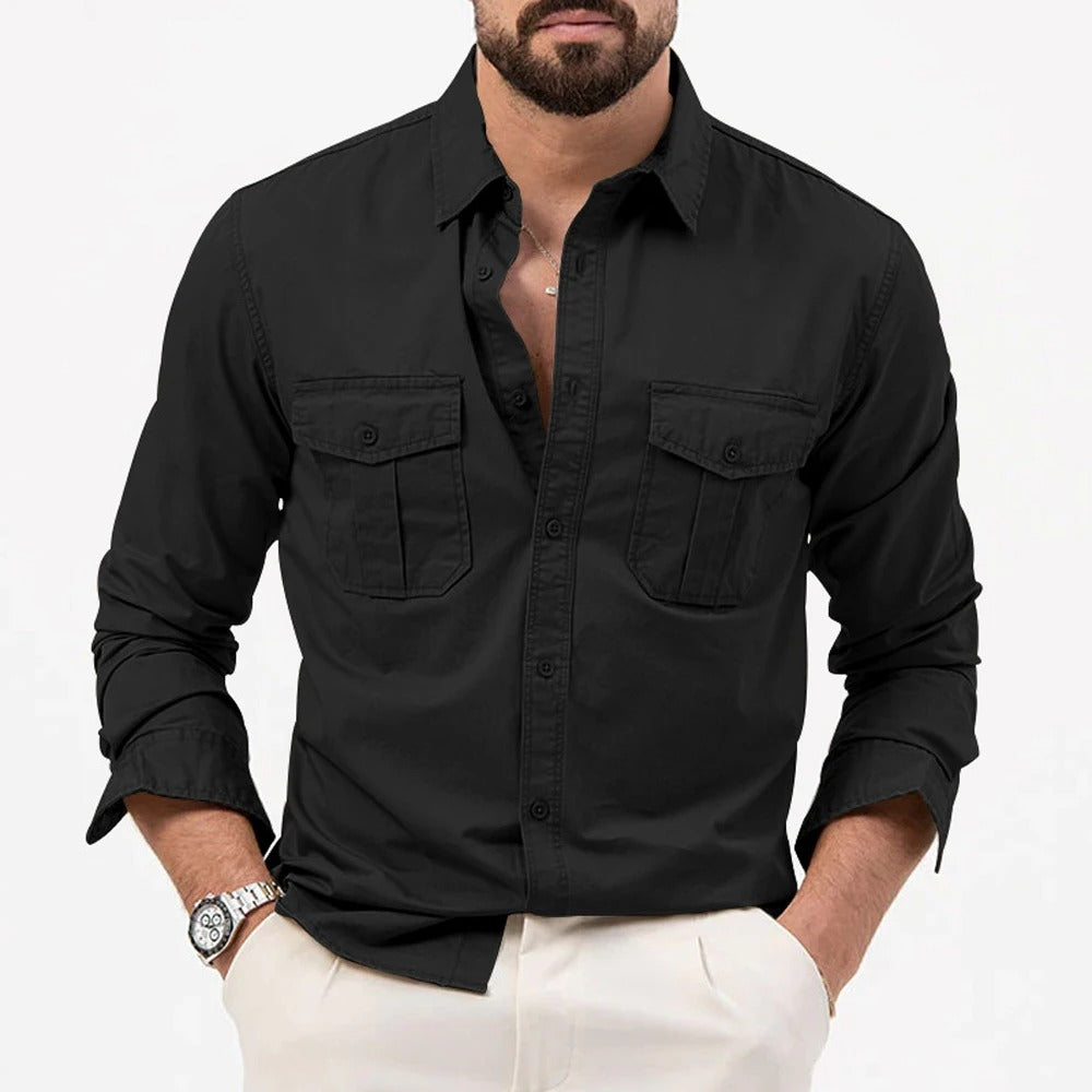 Ethan | Men's Utility Double Pocket Button-Front Shirt
