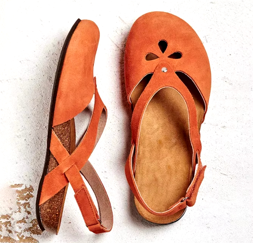 Zara | Women's Cutout Closed Toe Buckle Strap Sandals