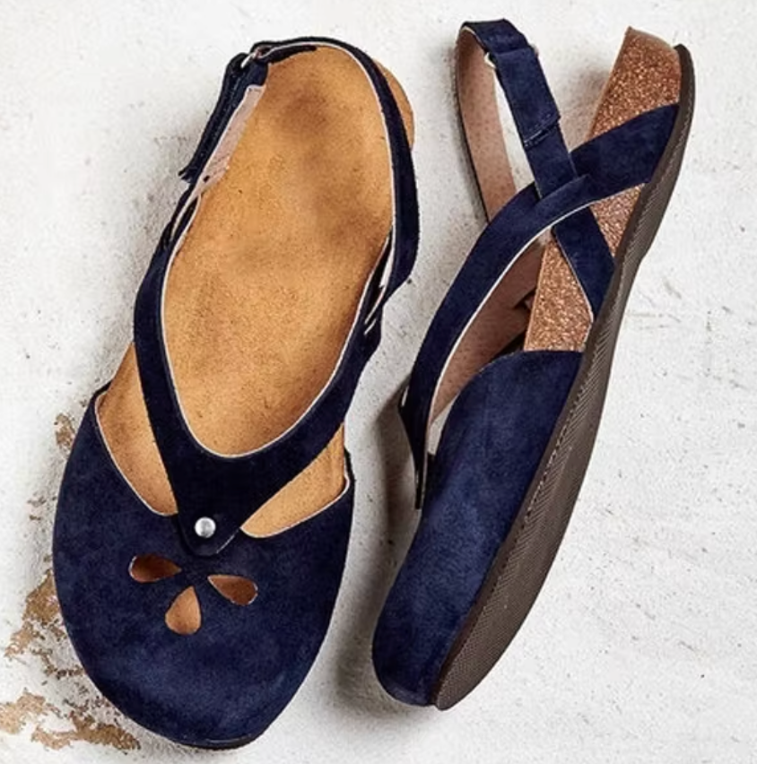 Zara | Women's Cutout Closed Toe Buckle Strap Sandals