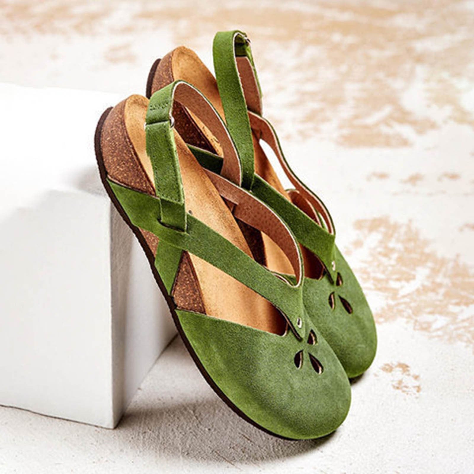 Zara | Women's Cutout Closed Toe Buckle Strap Sandals