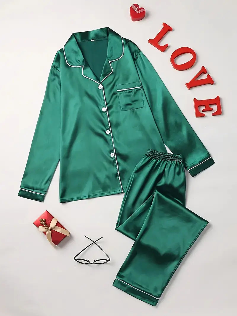Rosalie | Women's Satin Button Front Pajama Set