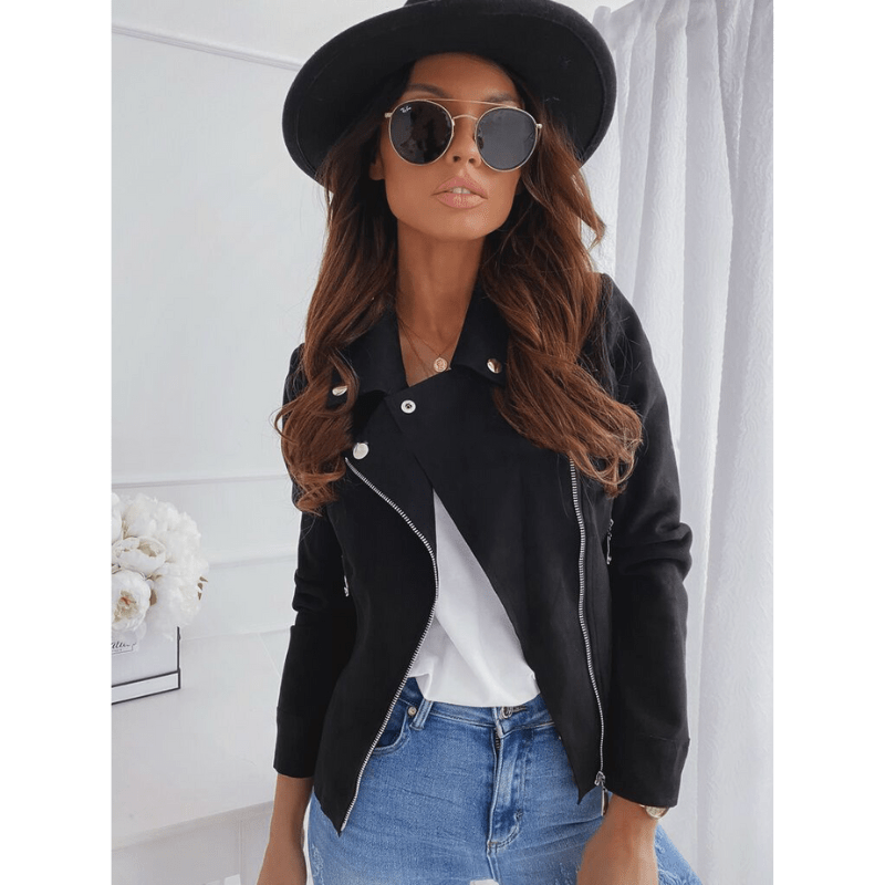 Daria | Women's Slim Fit Suede Biker Jacket