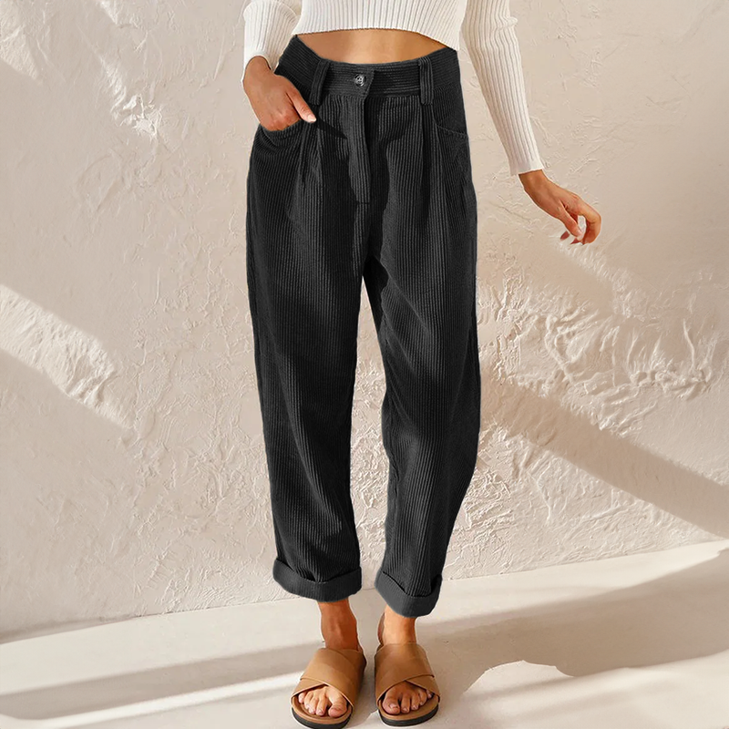 Clara | Women's Casual High-Rise Corduroy Trousers