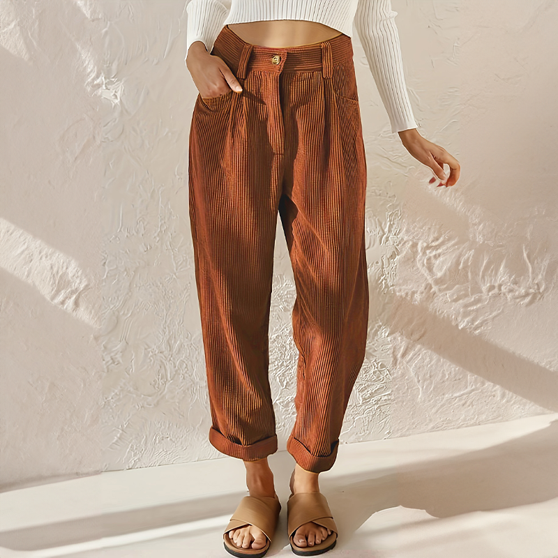 Clara | Women's Casual High-Rise Corduroy Trousers