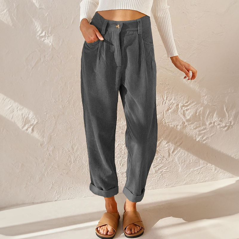 Clara | Women's Casual High-Rise Corduroy Trousers