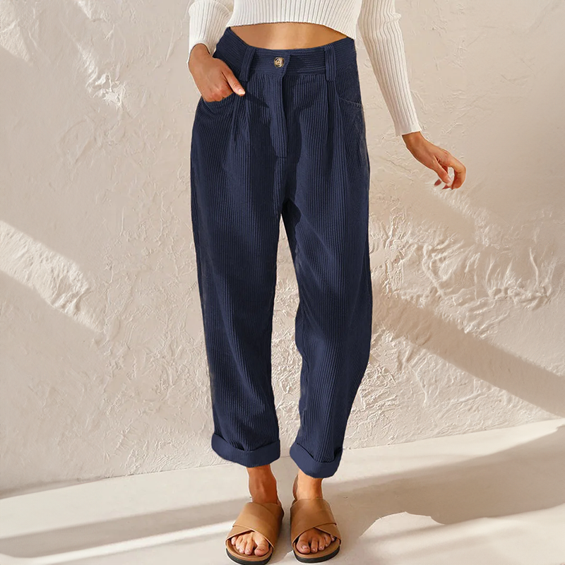 Clara | Women's Casual High-Rise Corduroy Trousers