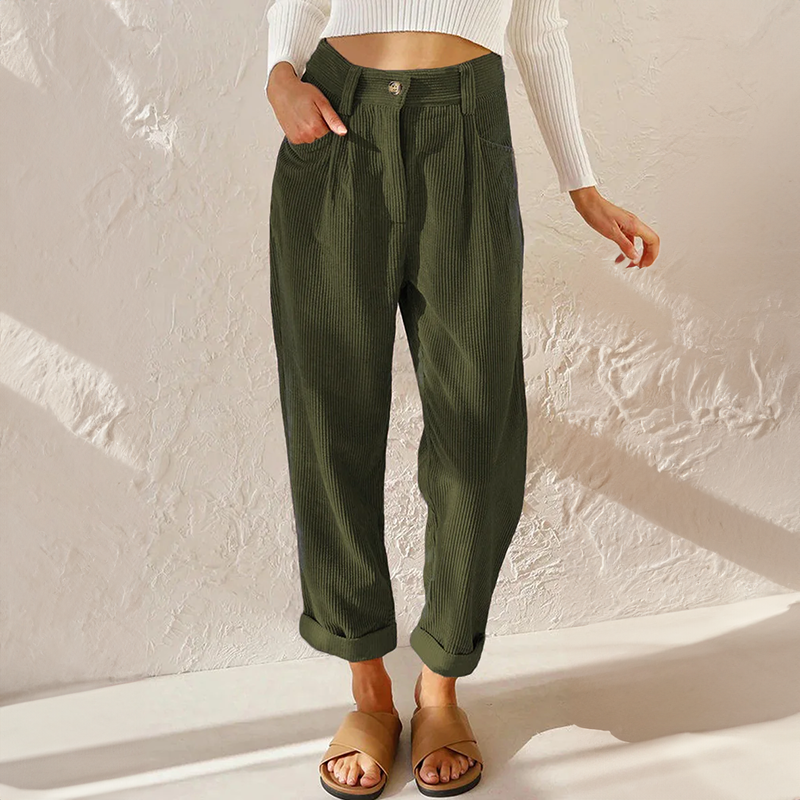 Clara | Women's Casual High-Rise Corduroy Trousers