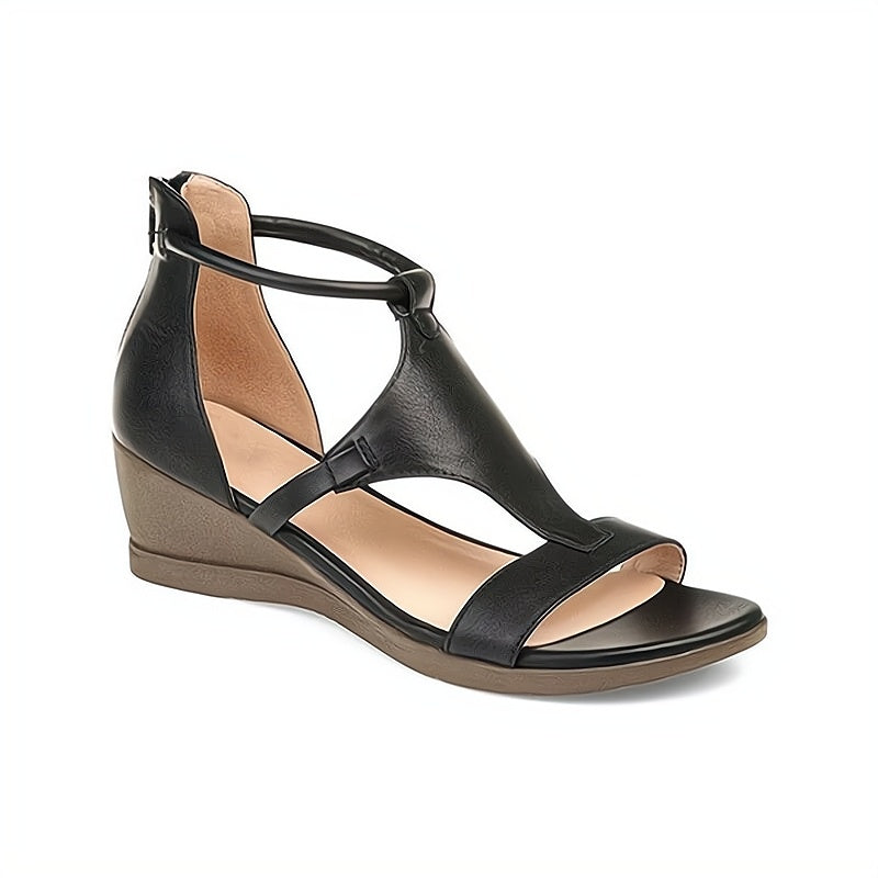 Elara | Women's T-Strap Platform Wedge Sandals