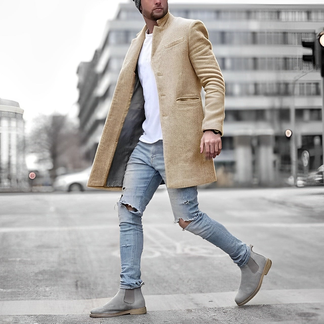 Alvaro | Men's Stand Collar Long Coat