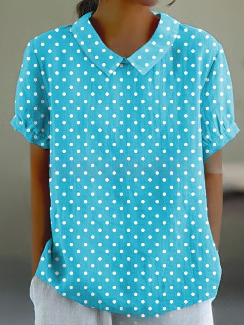 Clara | Women's Vintage Floral Linen Relaxed Blouse