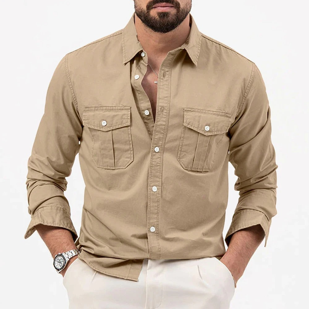 Ethan | Men's Utility Double Pocket Button-Front Shirt