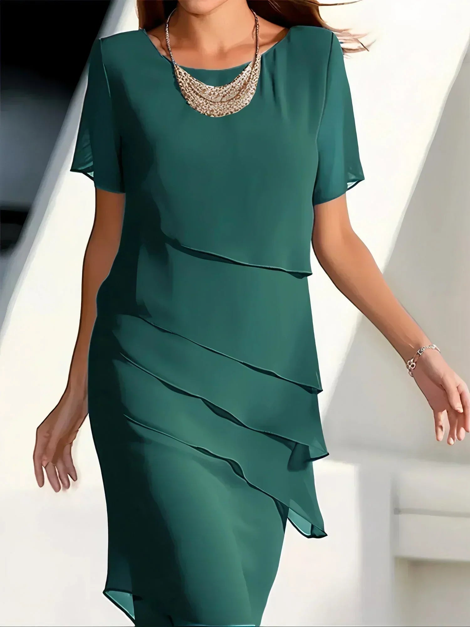 Amara | Women's Tiered Ruffle Detail Midi Dress