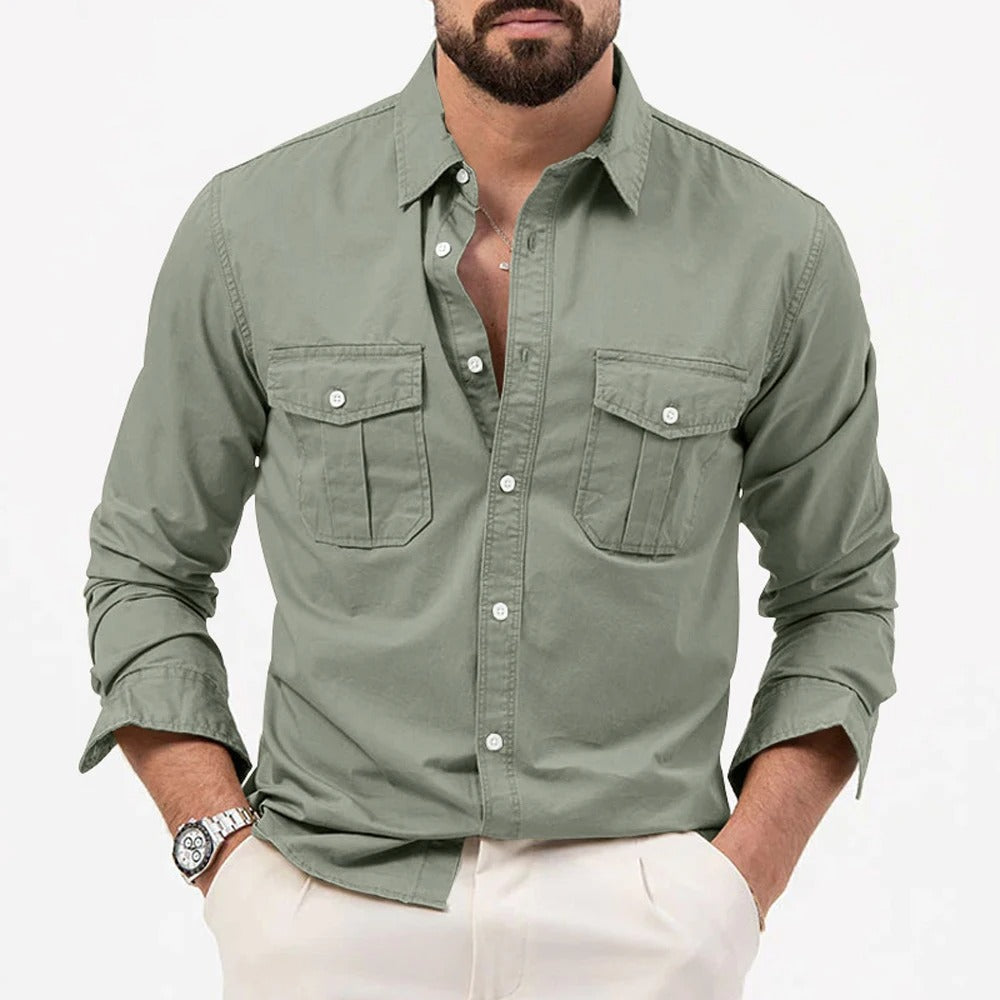 Ethan | Men's Utility Double Pocket Button-Front Shirt