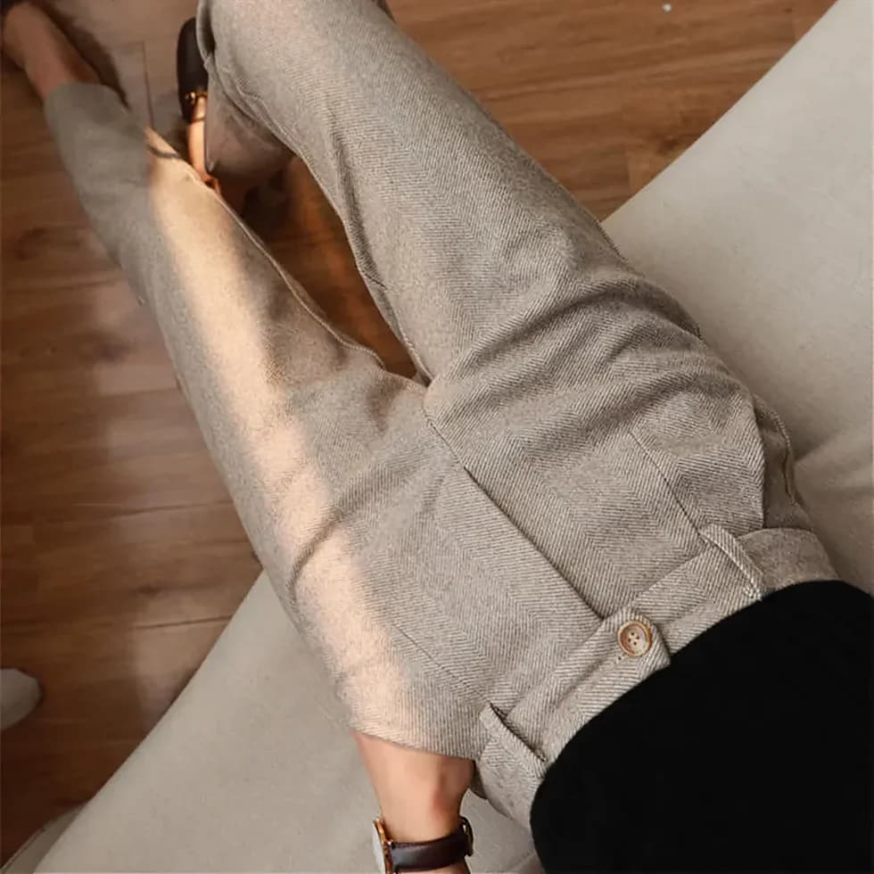 Henry | Men's Tailored Fit Herringbone Wool Trousers