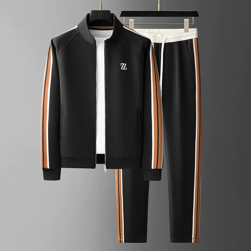 Marcus | Men's Sport Stripe Zip Front Tracksuit Set