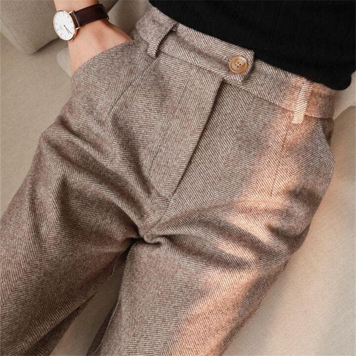 Henry | Men's Tailored Fit Herringbone Wool Trousers