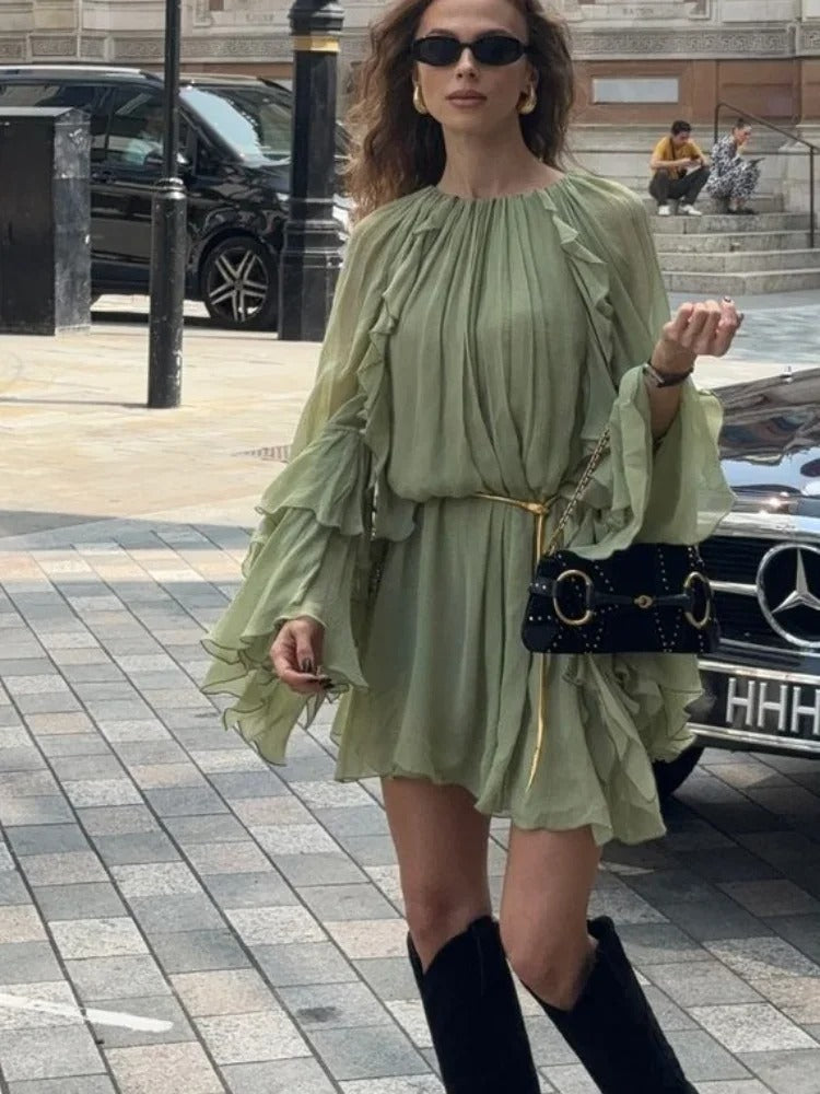 Lena | Women's Long Sleeve Crew Neck Mini Dress