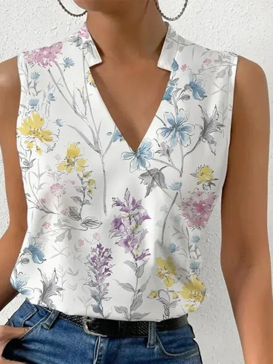 Aveline | Women's Sleeveless V-Neck Summer Blouse
