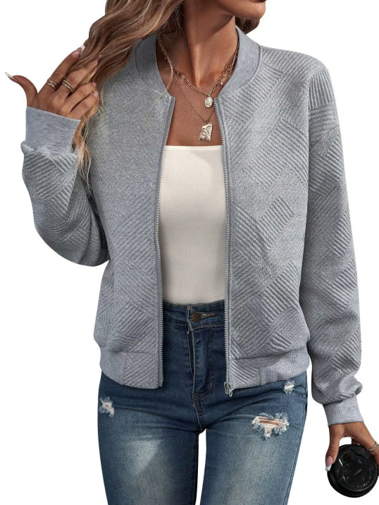 Sienna | Women's Waffle Knit Casual Bomber Jacket