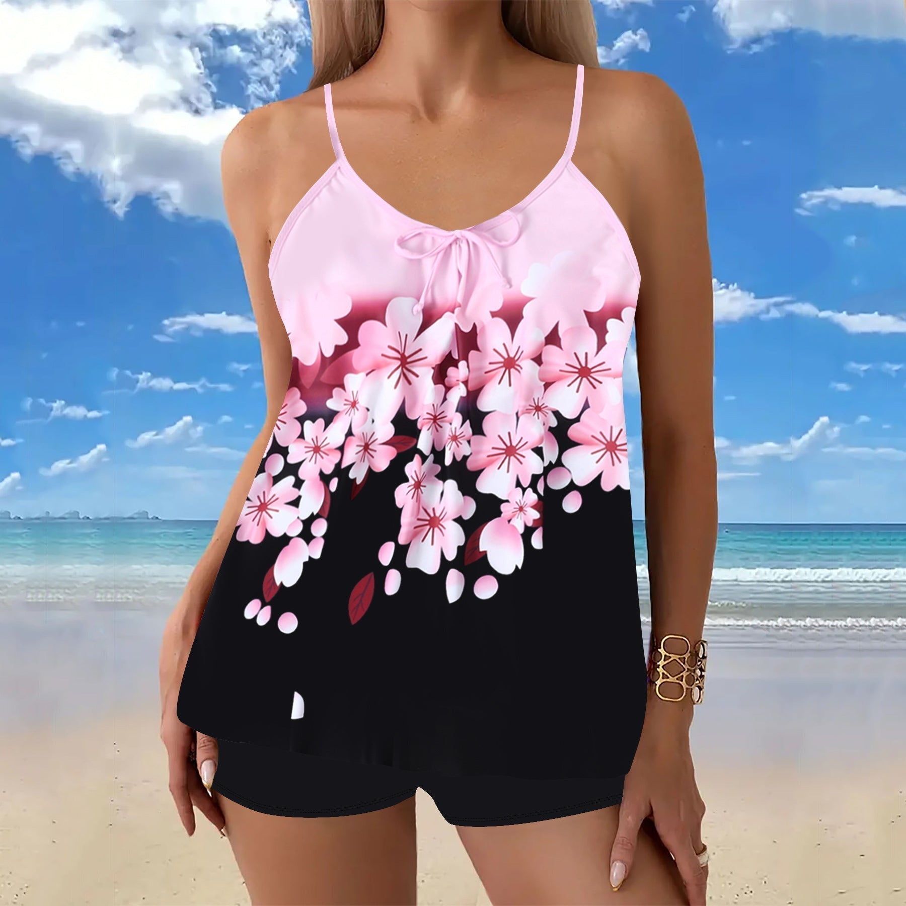 Aria | Women's Floral Strap Tankini Swim Set