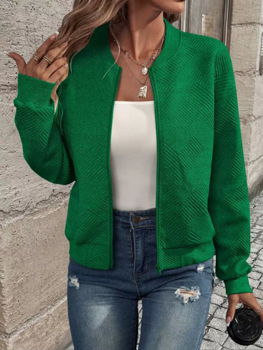 Sienna | Women's Waffle Knit Casual Bomber Jacket