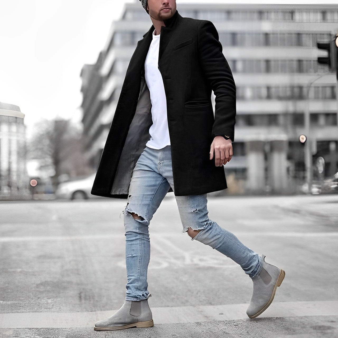 Alvaro | Men's Stand Collar Long Coat