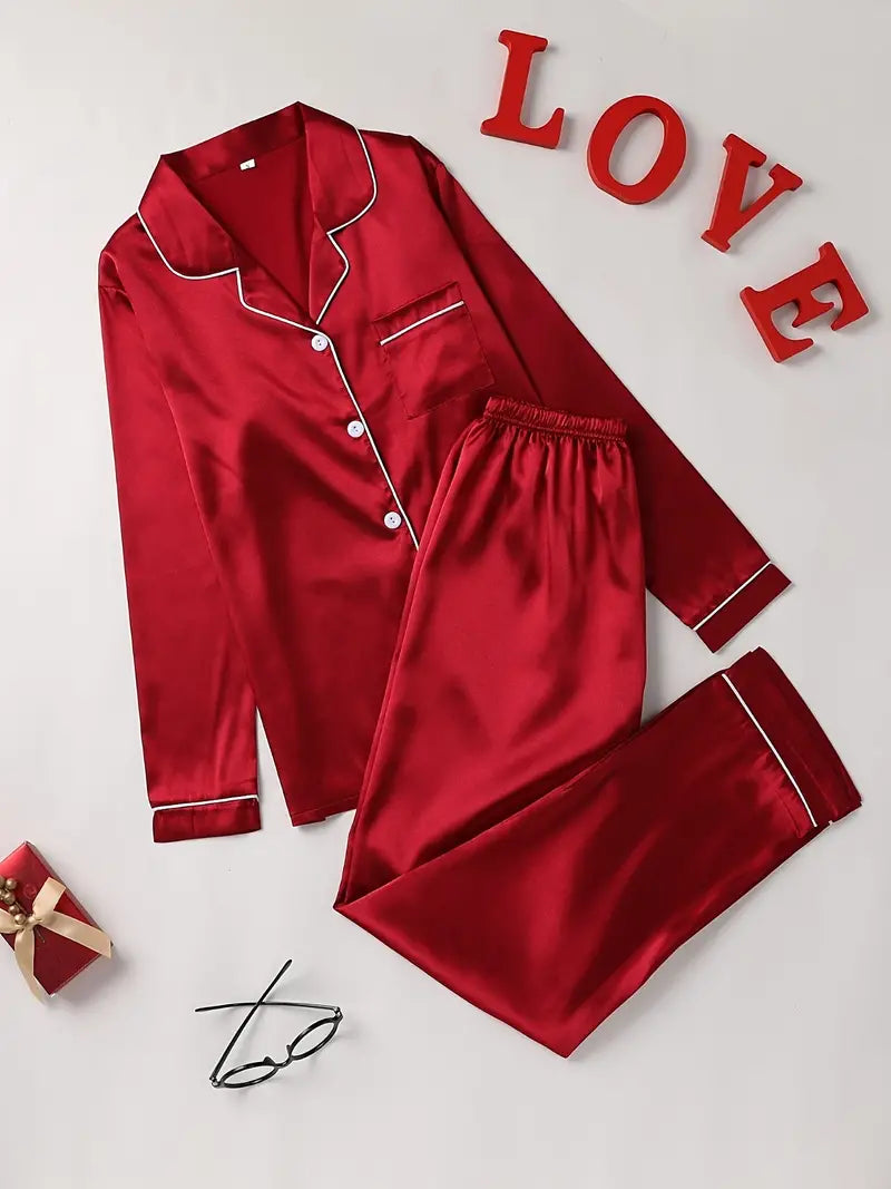 Rosalie | Women's Satin Button Front Pajama Set