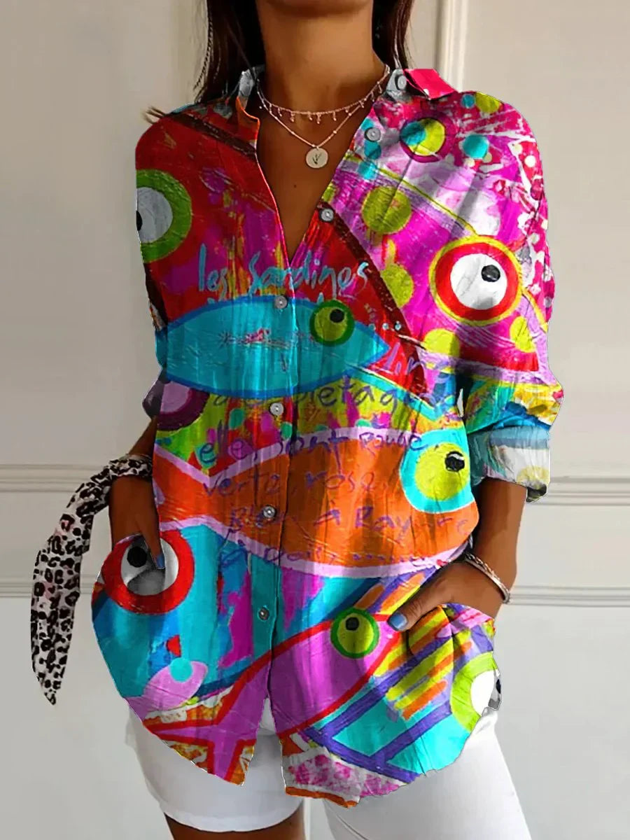 Kaia | Women's Abstract Pattern Button-Up Shirt