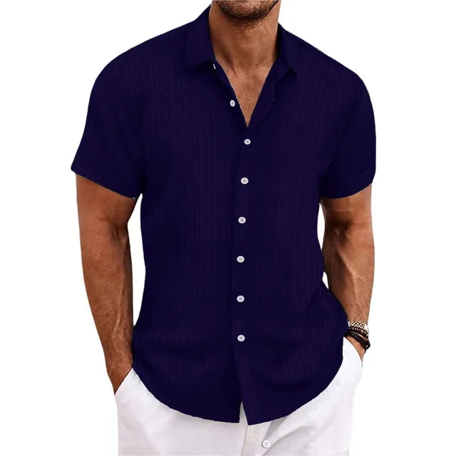 Julian | Men's Linen Button-Front Textured Shirt