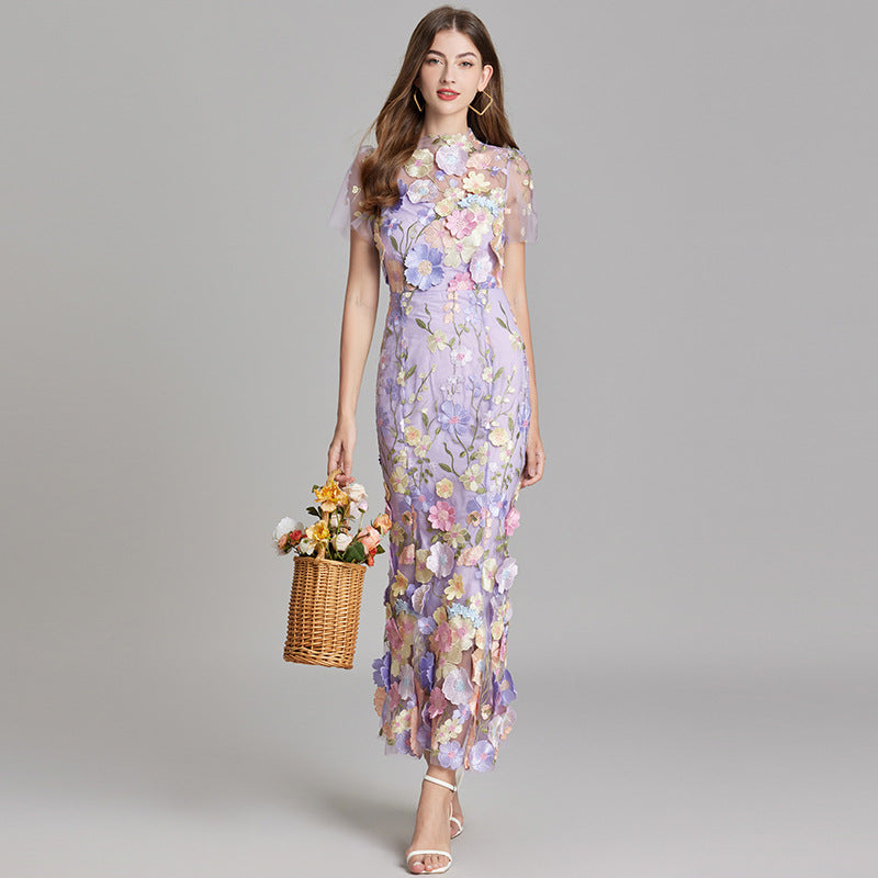Elora | Women's Floral Applique Evening Gown