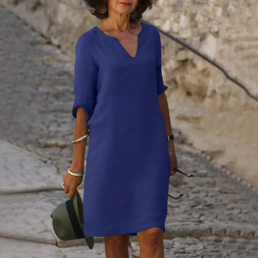 Nadia | Women's V-Neck Half Sleeve Casual Dress