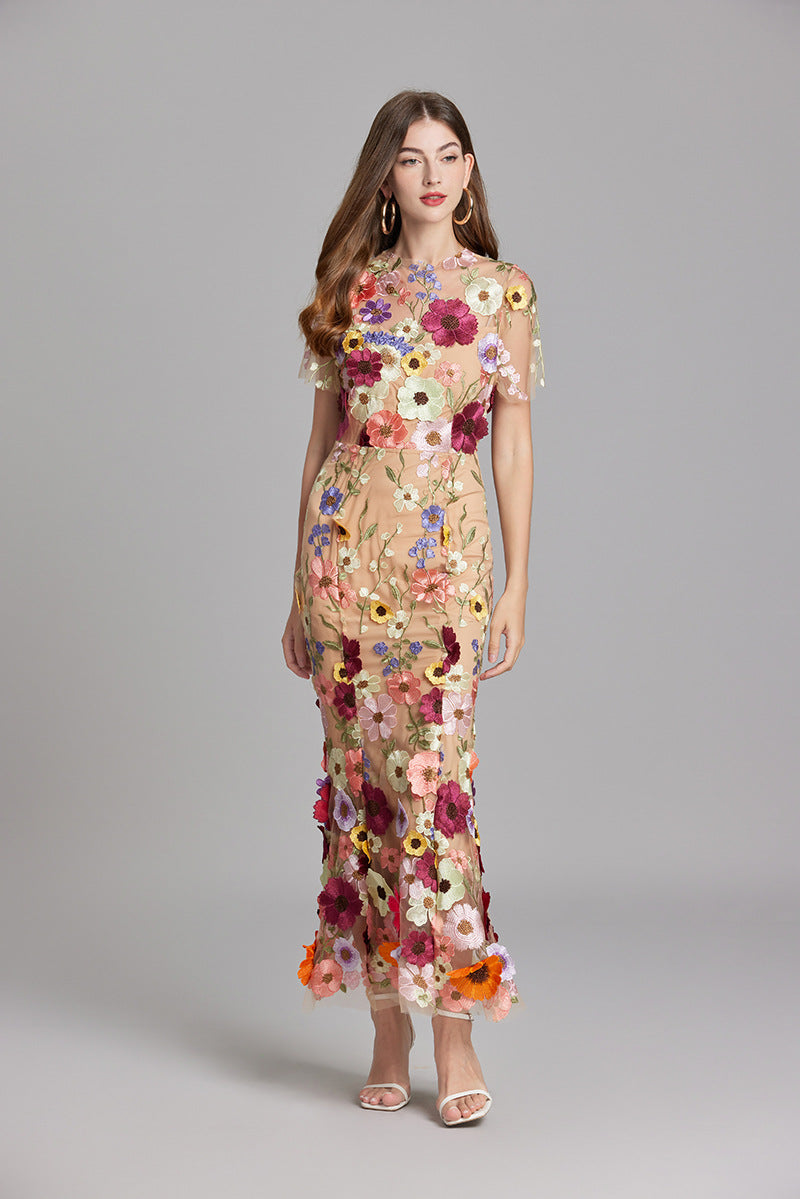 Elora | Women's Floral Applique Evening Gown