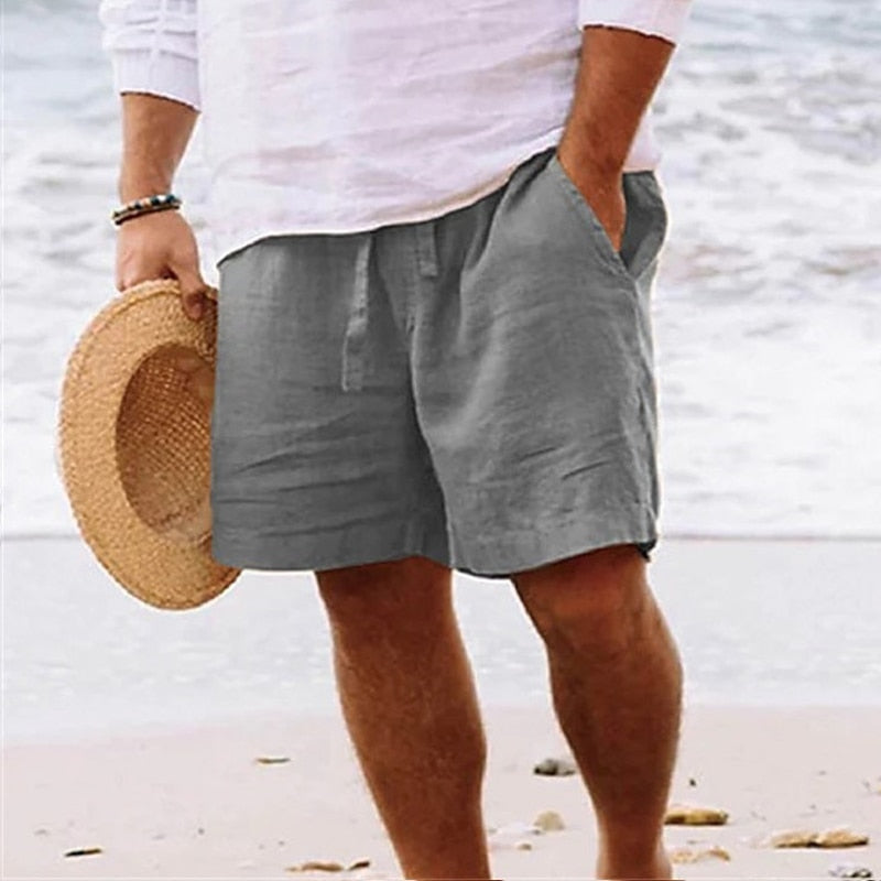 Leo | Men's Casual Linen Beach Drawstring Shorts