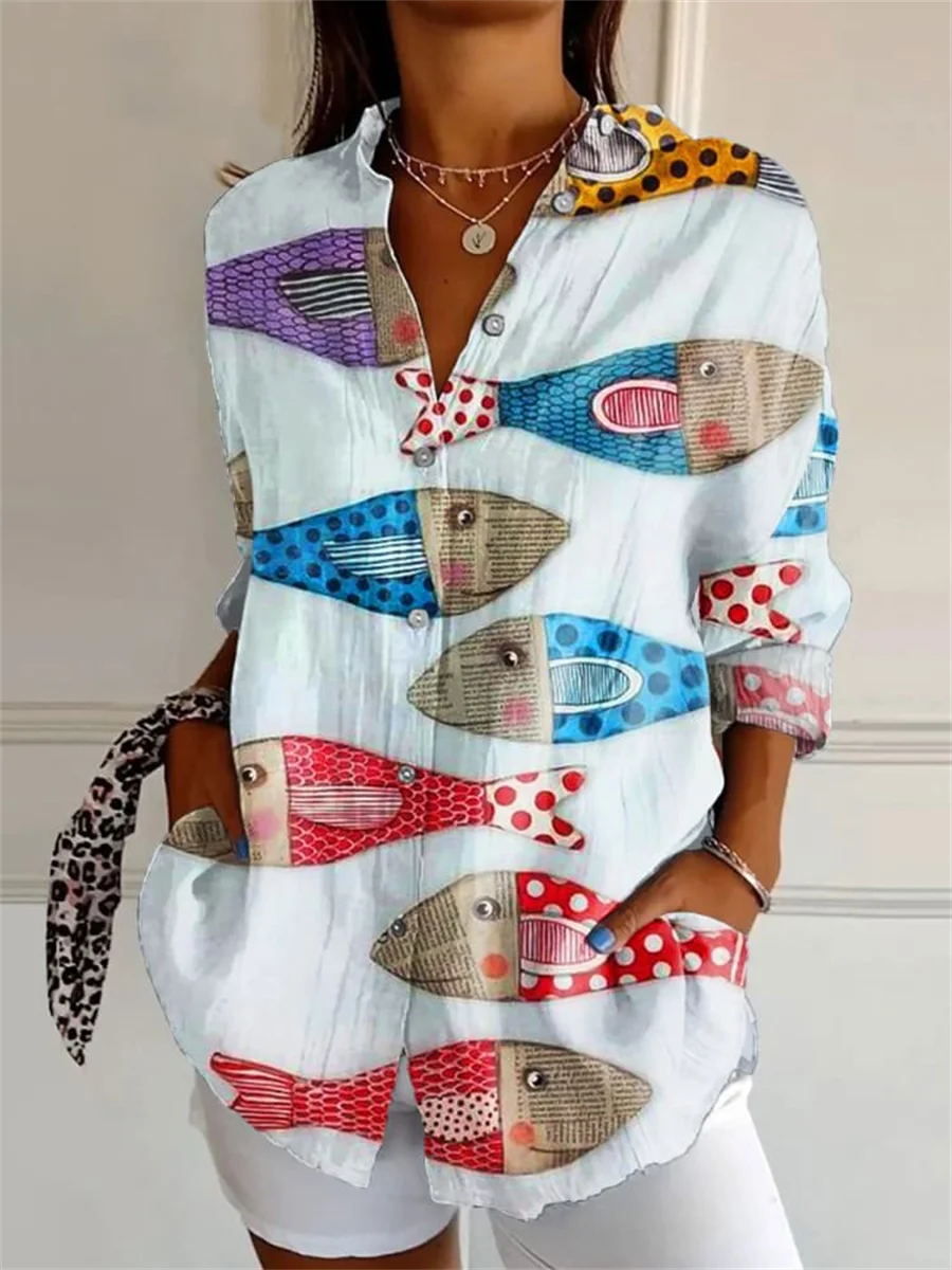 Kaia | Women's Abstract Pattern Button-Up Shirt