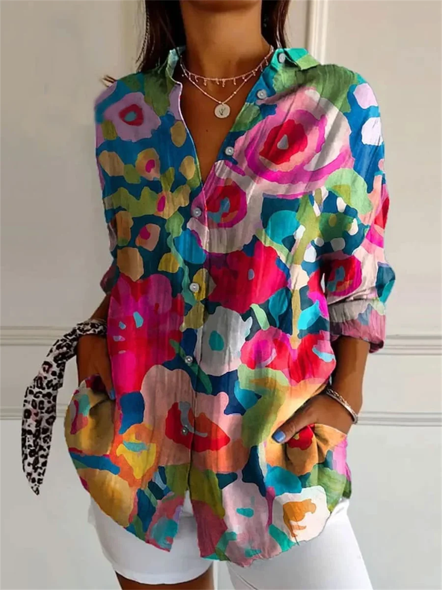 Kaia | Women's Abstract Pattern Button-Up Shirt