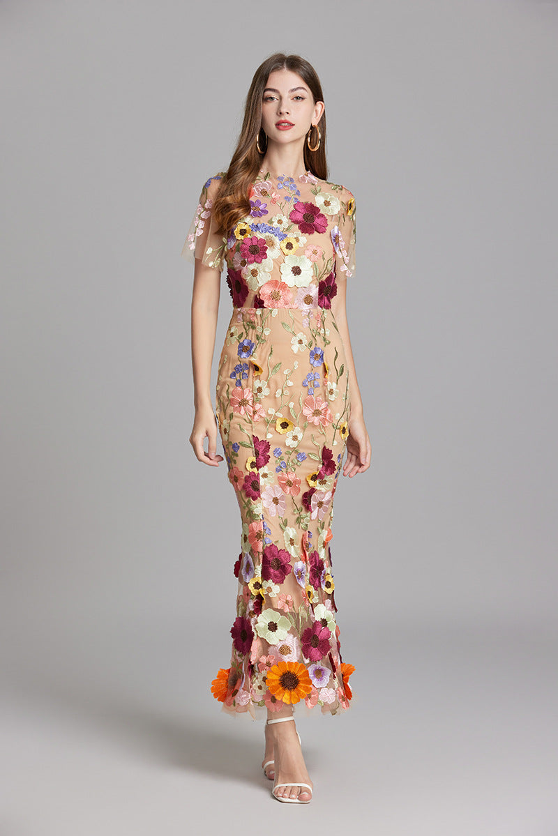 Elora | Women's Floral Applique Evening Gown
