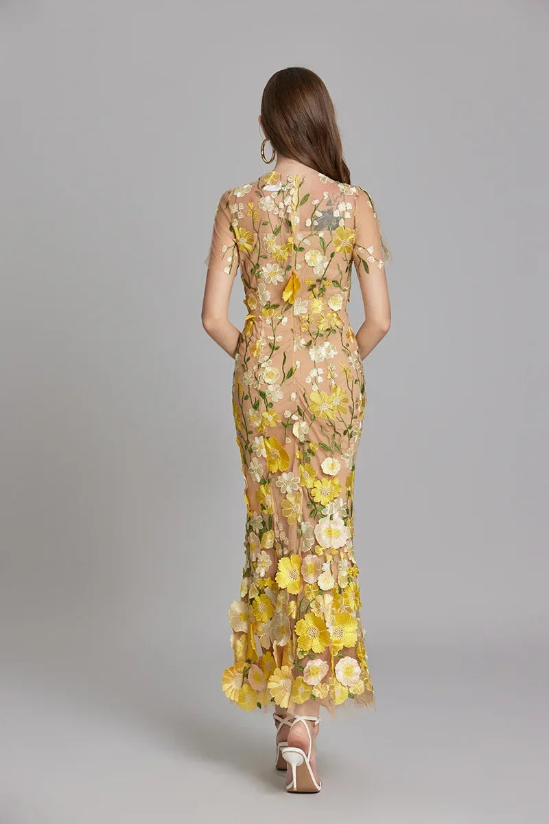 Elora | Women's Floral Applique Evening Gown