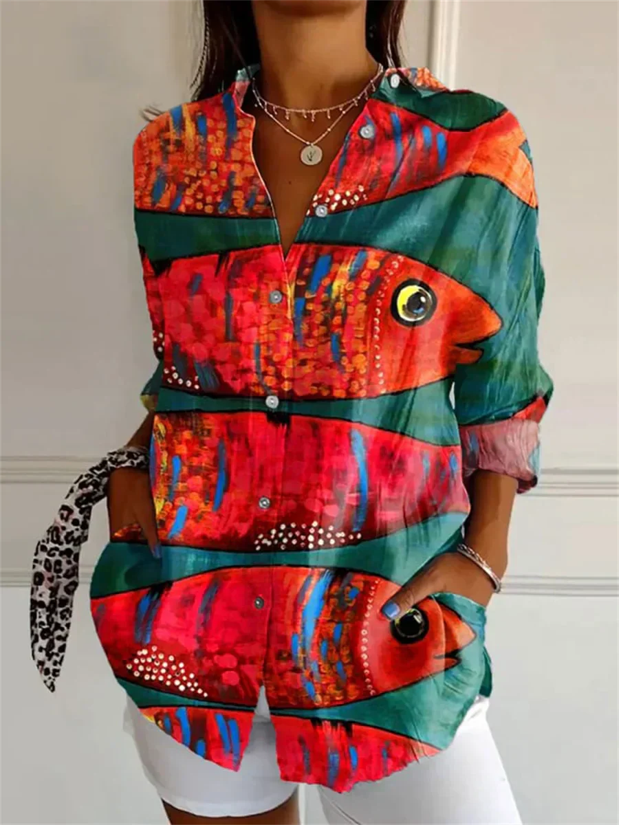 Kaia | Women's Abstract Pattern Button-Up Shirt
