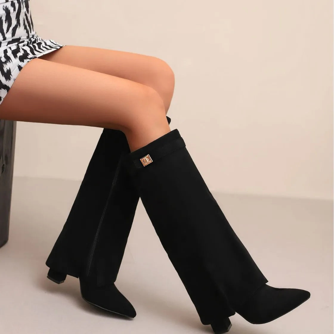 Sienna | Women's Suede Tall Block Heel Boots