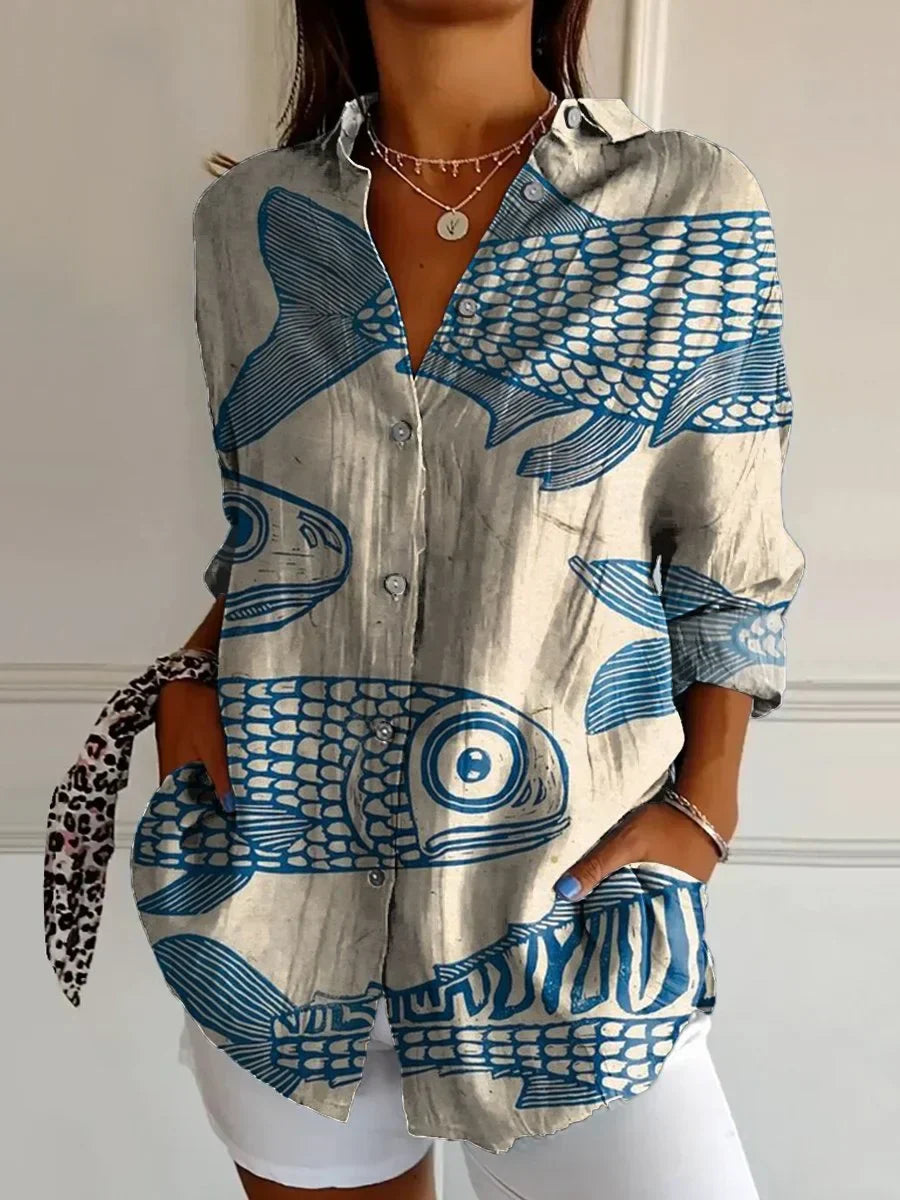 Kaia | Women's Abstract Pattern Button-Up Shirt