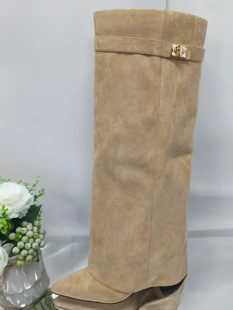 Sienna | Women's Suede Tall Block Heel Boots