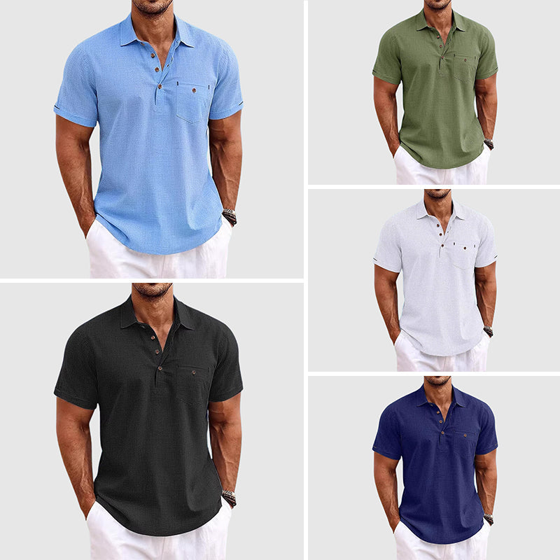 Darren | Men's Casual Linen Short Sleeve Polo Shirt